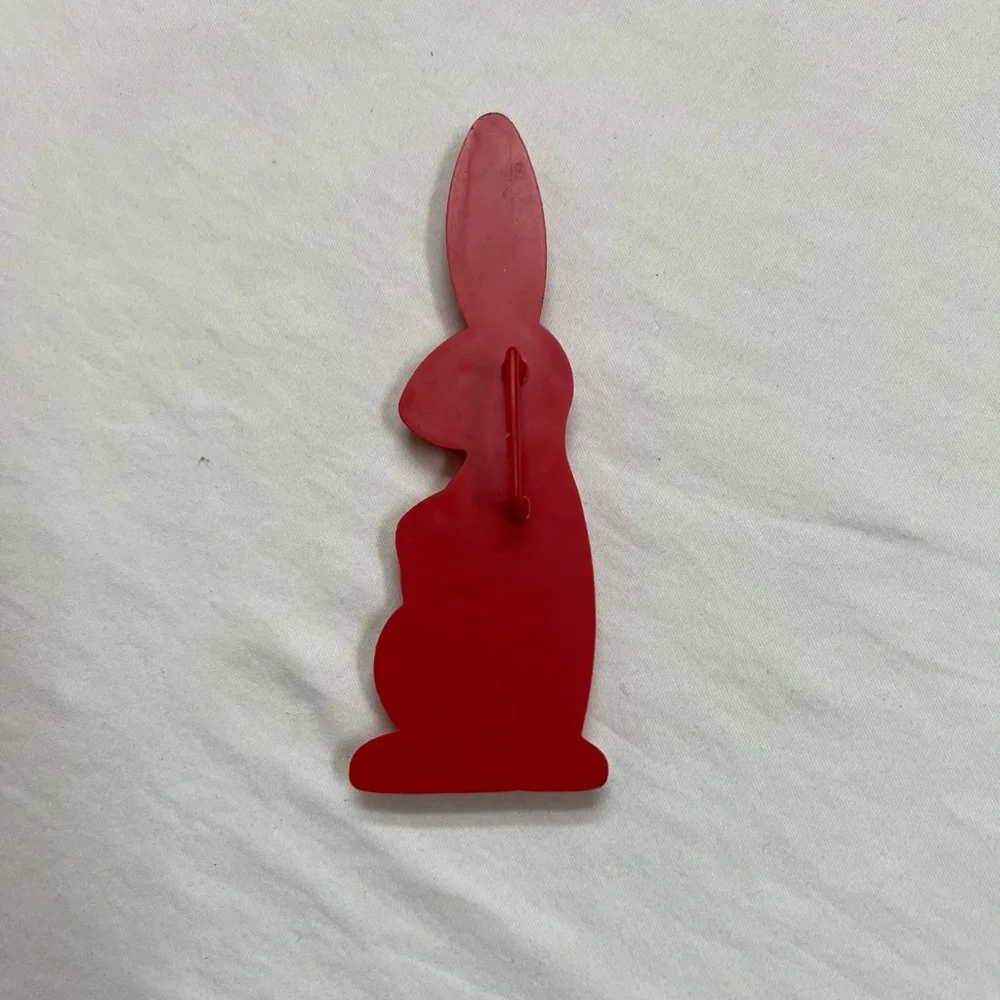 6 Cookie Cutters Red Plastic Vintage Pig Bunny Clown Turkey Flag Christmas Tree